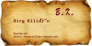Birg Kilián névjegykártya
